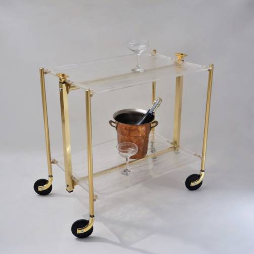 Textable by Platex drinks trolley, foldable, acrylic & gilt metal, 1980`s ca, French 